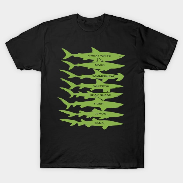 Shark Types T-Shirt by encycloart